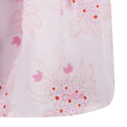 女童粉色印花连衣裙