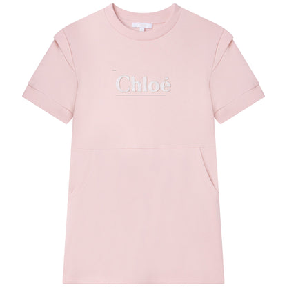 女童粉色Logo棉连衣裙