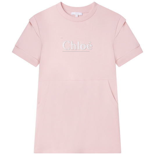 女童粉色Logo棉连衣裙