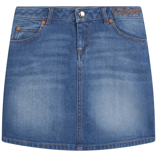女童牛仔蓝色短裙