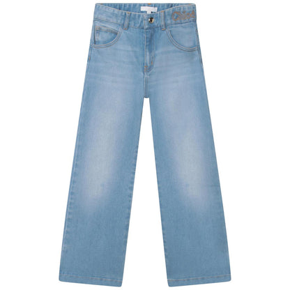 女童牛仔蓝色长裤