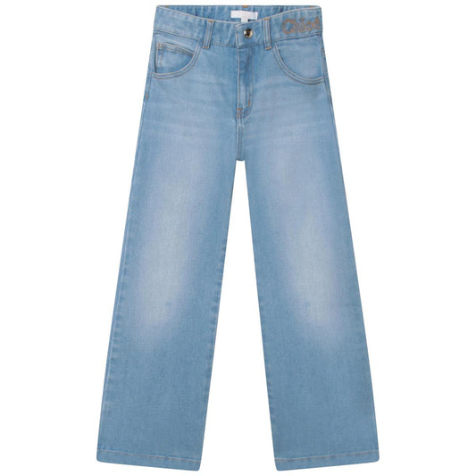 女童牛仔蓝色长裤