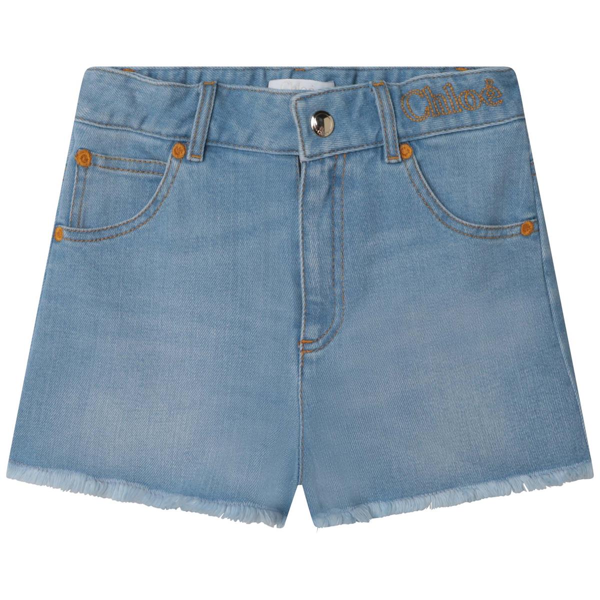 女童蓝色牛仔短裤