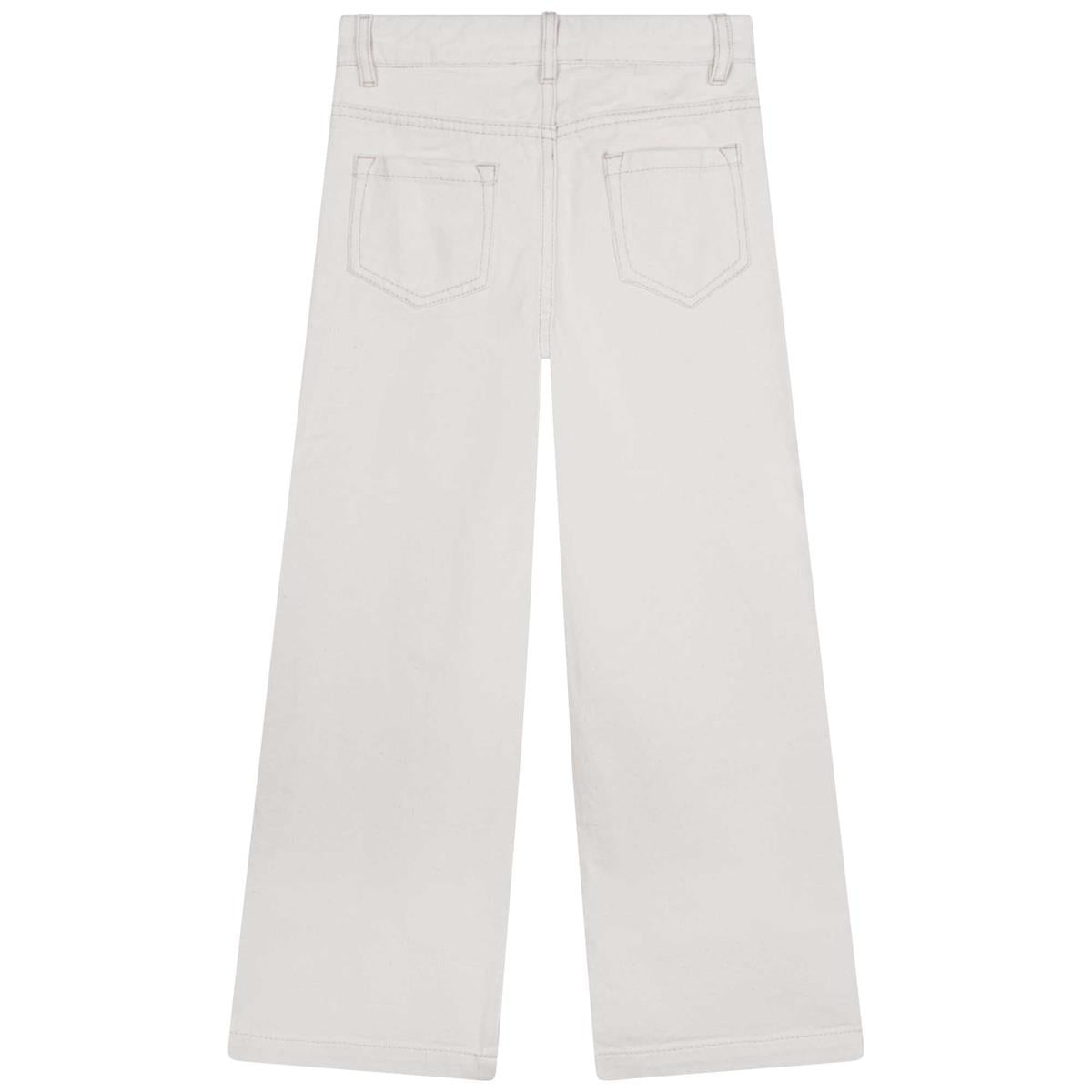 女童白色牛仔长裤