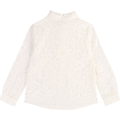 女童白色印花衬衫