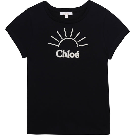 Girls Blue Logo Cotton T-Shirt