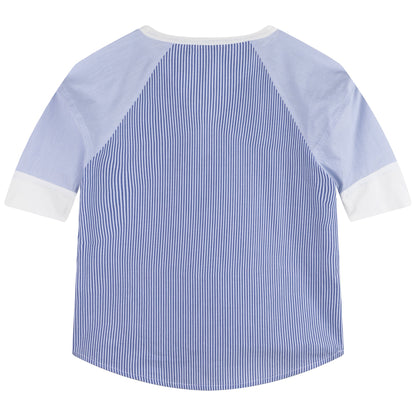 男童蓝色棉衬衫