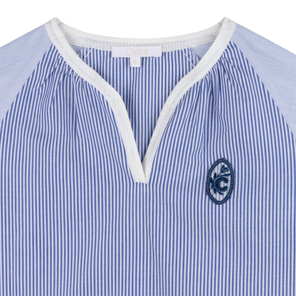 男童蓝色棉衬衫