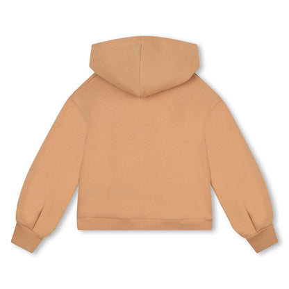 女童米色Logo连帽卫衣