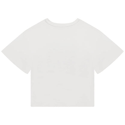 女童白色印花棉T恤