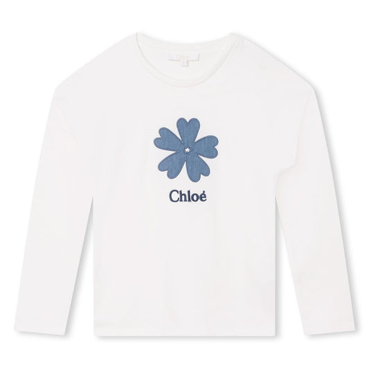 女童白色Logo棉T恤