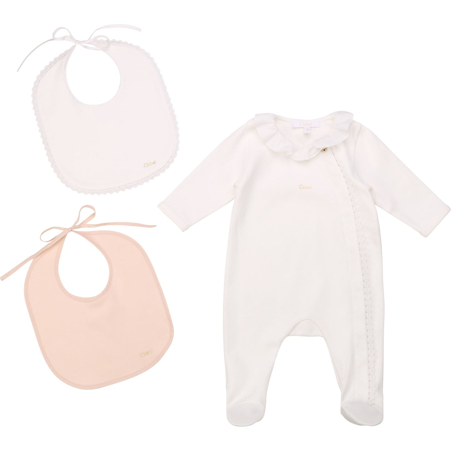 Baby Girls Off White Cotton Babysuit