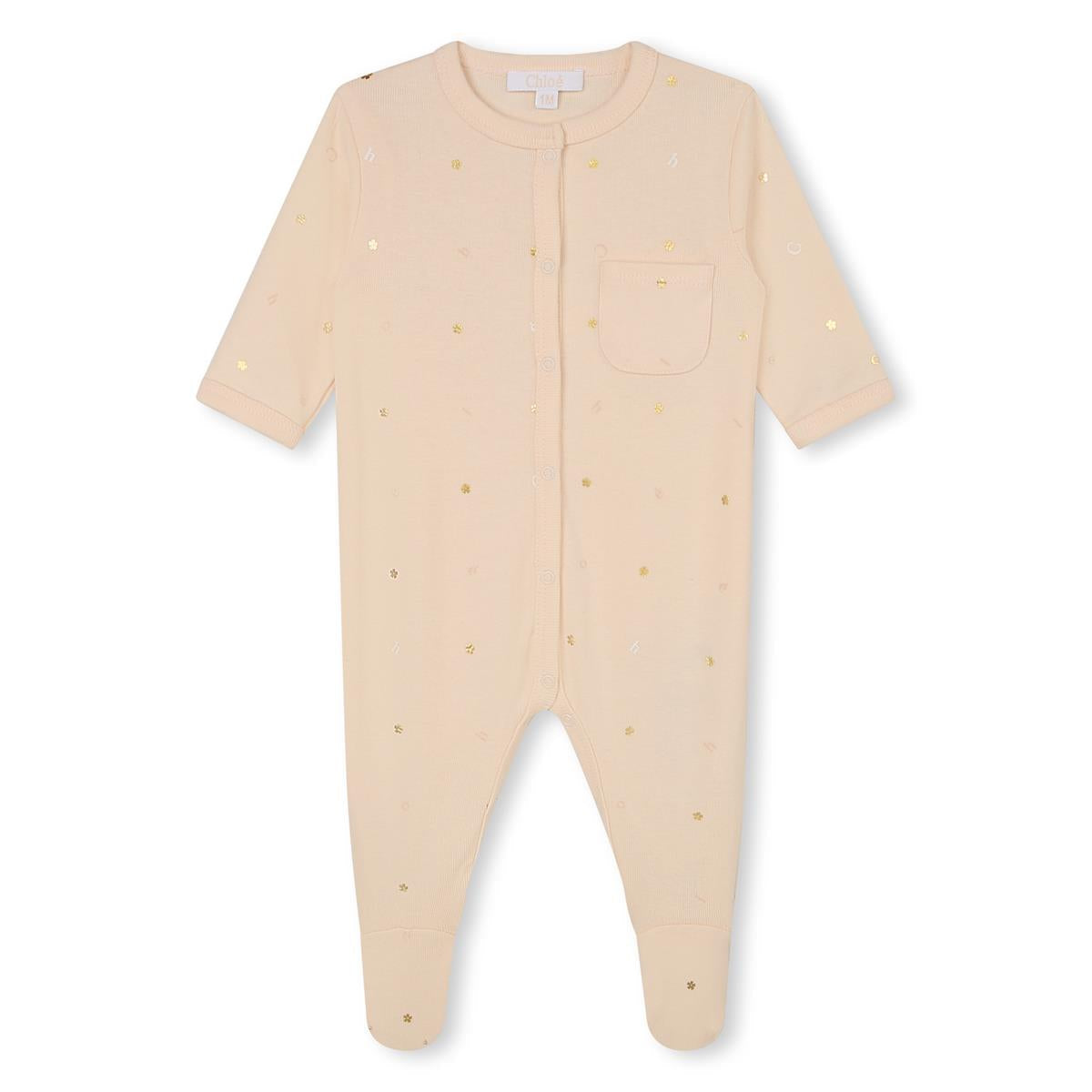 女婴米色棉连体衣套装