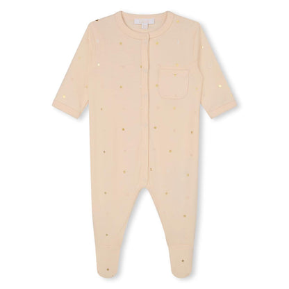 女婴米色棉连体衣套装