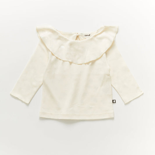 女童白色荷叶边棉T恤