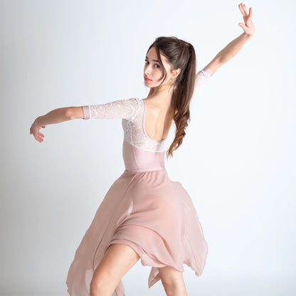 女童粉色蕾丝芭蕾舞连体衣