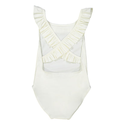 女童白色防晒泳衣(UPF50+)