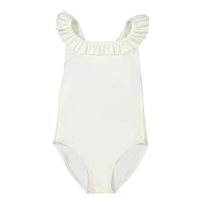 女童白色防晒泳衣(UPF50+)