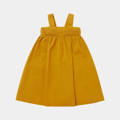 女童黄色棉连衣裙