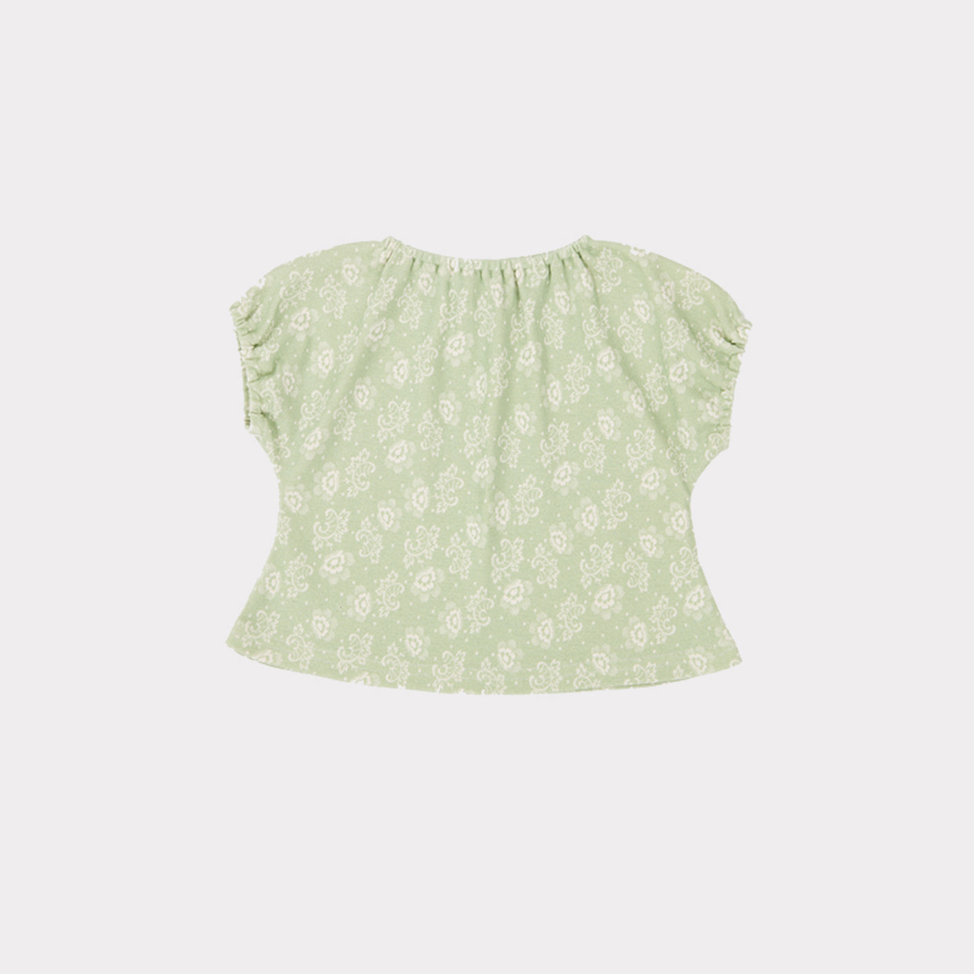 女婴薄荷绿印花棉套装