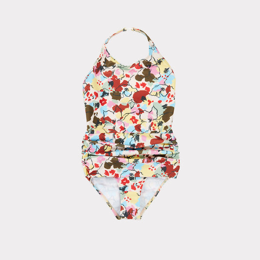 女童花朵印花泳装