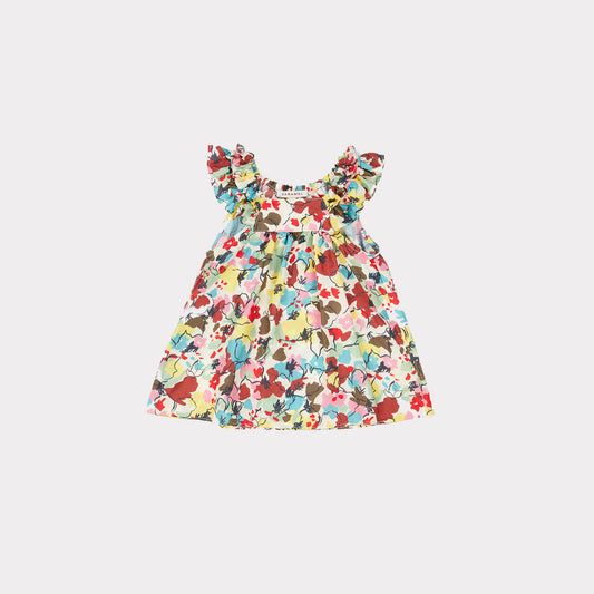 女婴花朵印花真丝连衣裙