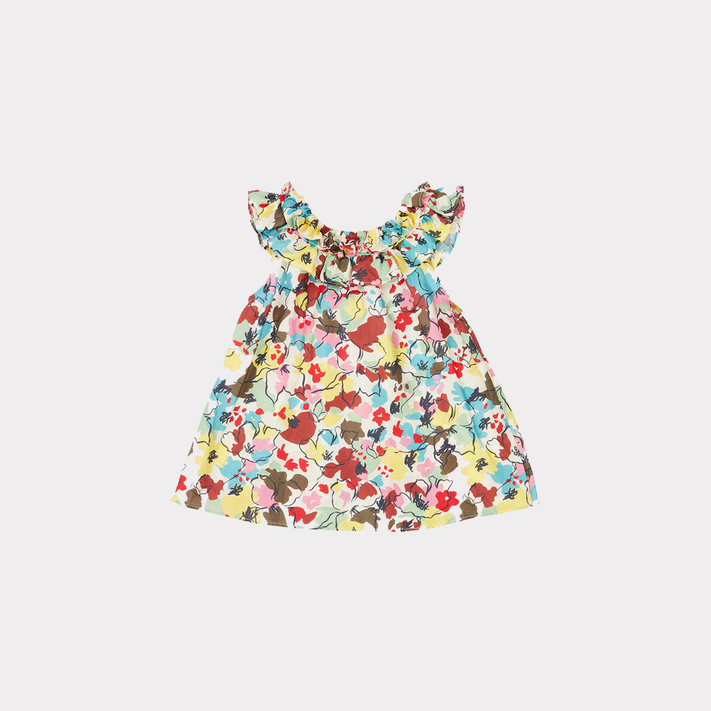 女婴花朵印花真丝连衣裙