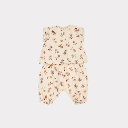 女婴米色碎花棉套装