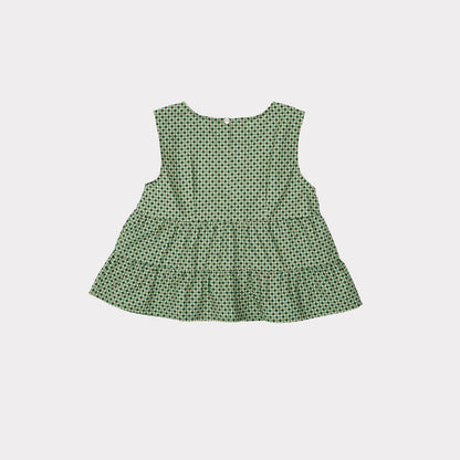 Girls Green Dots Cotton Top