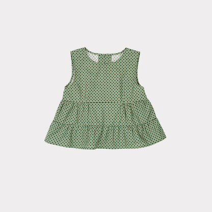 Girls Green Dots Cotton Top