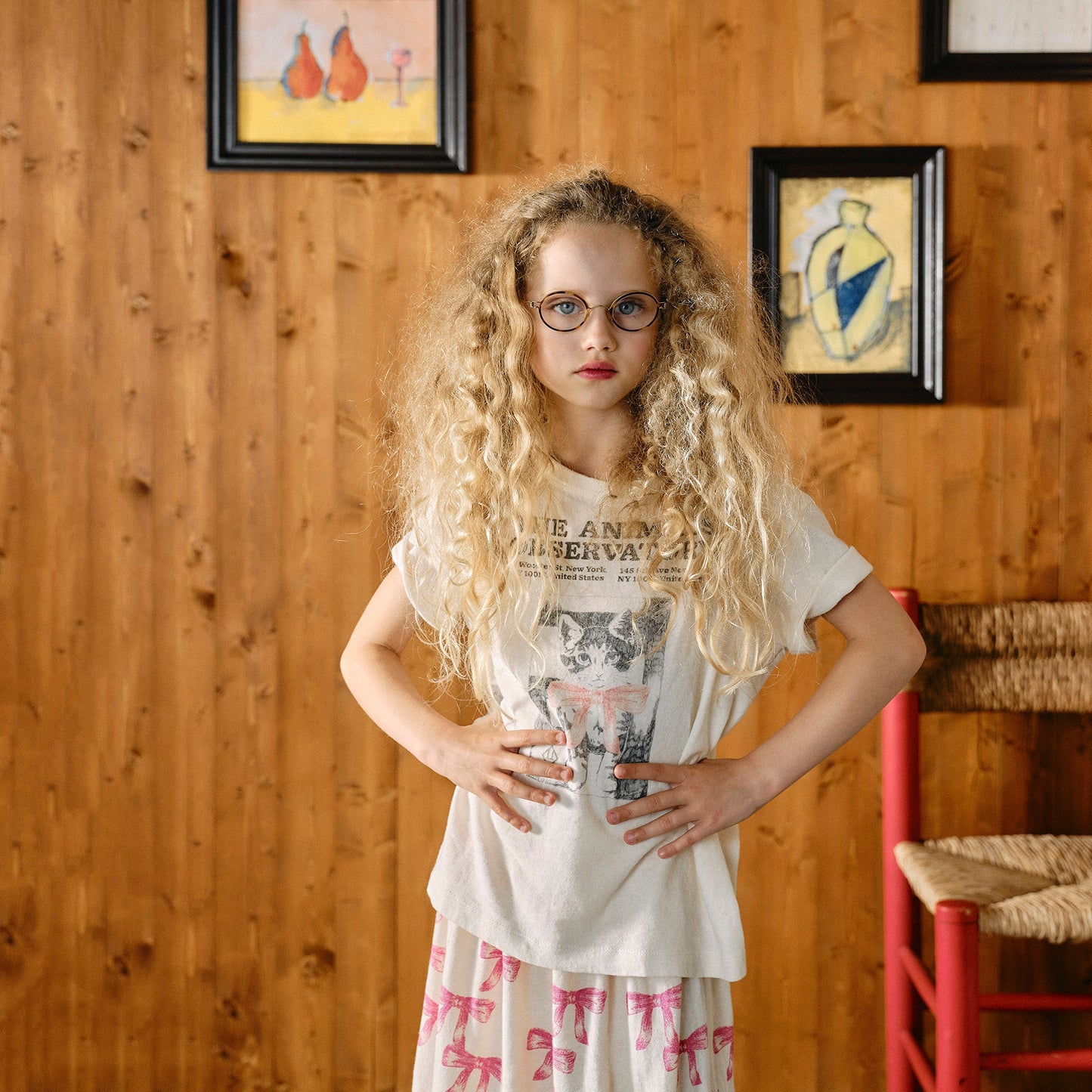 儿童白色印花棉T恤