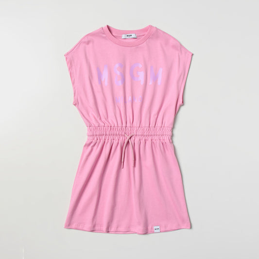 女童粉色Logo棉连衣裙