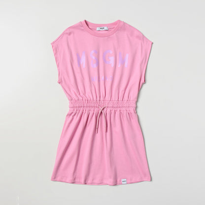 女童粉色Logo棉连衣裙