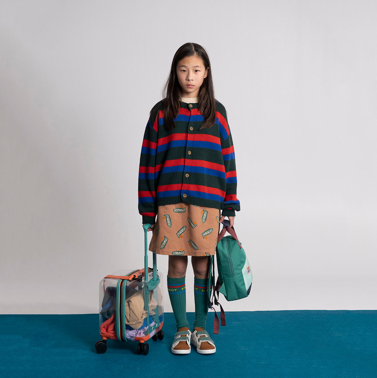 儿童绿色条纹开衫