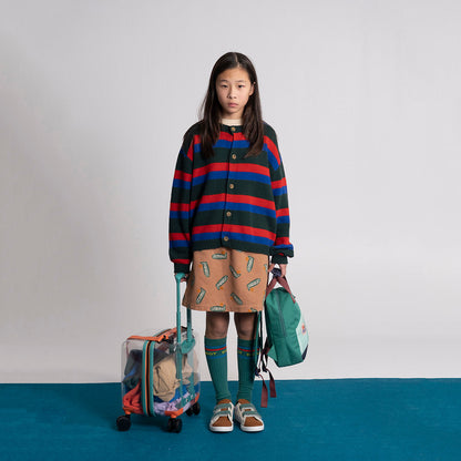 儿童绿色条纹开衫