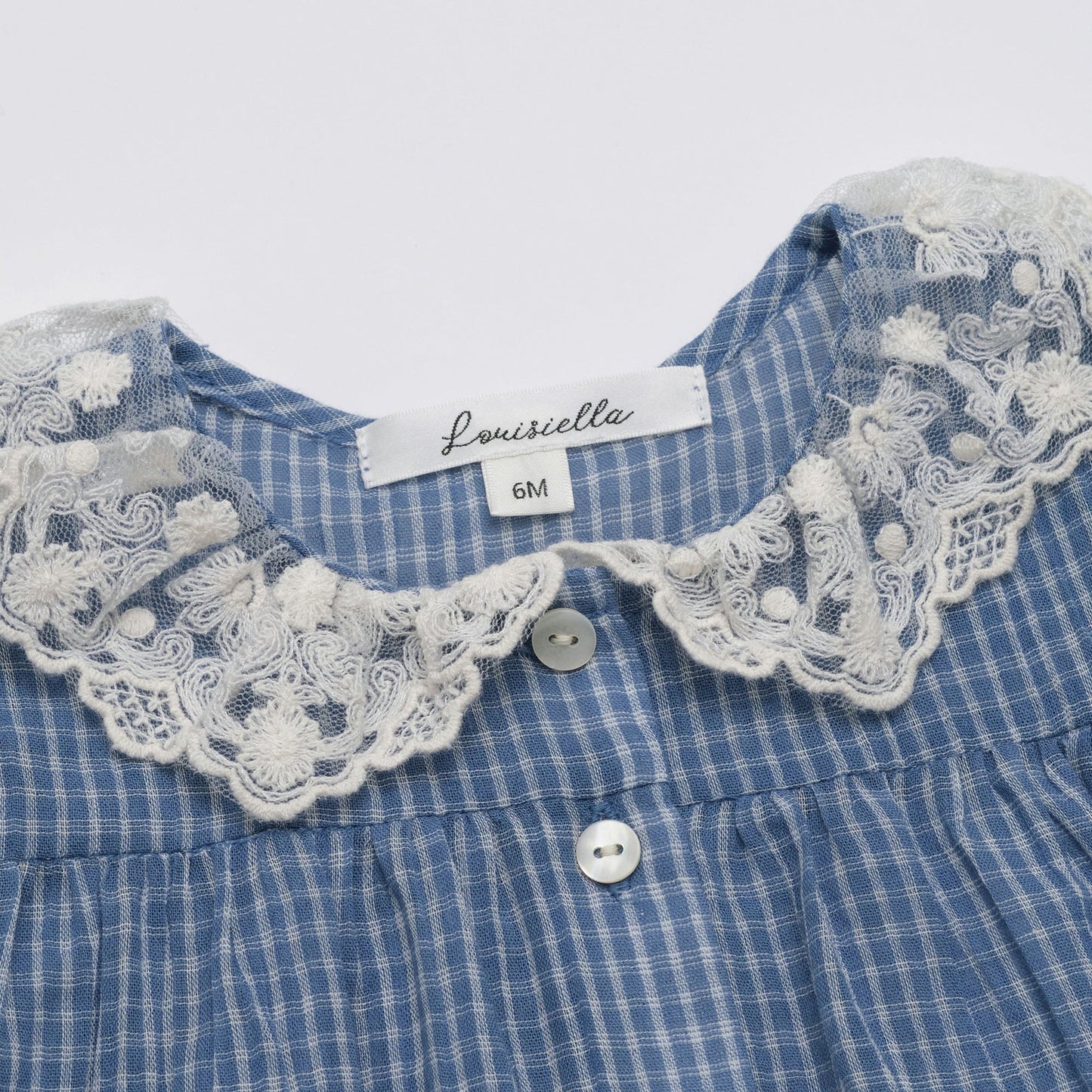 女婴蓝色格子棉上衣