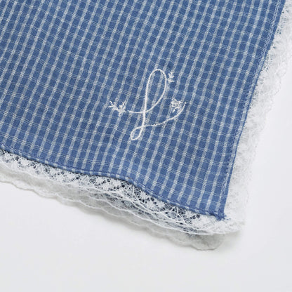 女童蓝色格子围巾