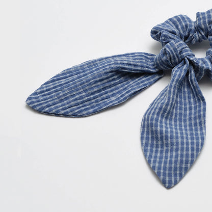 女童蓝色格子发圈