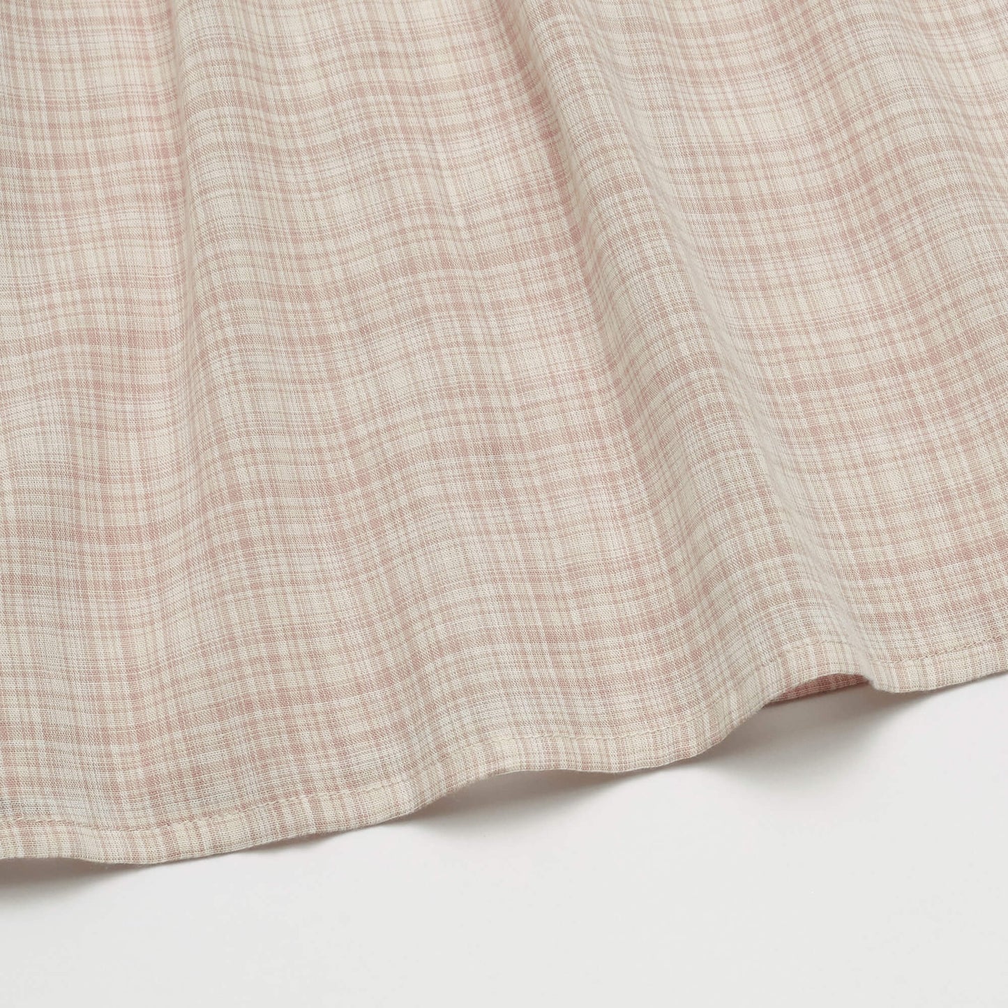 女童米粉色格子棉连衣裙