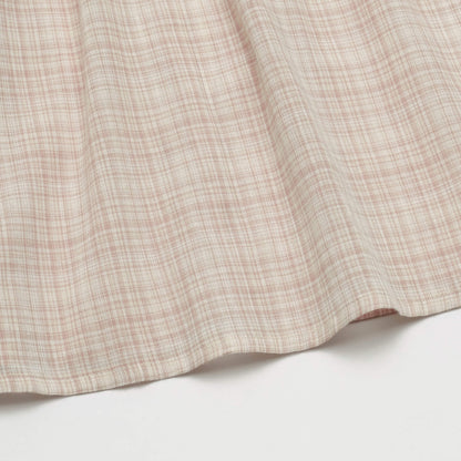 女童米粉色格子棉连衣裙