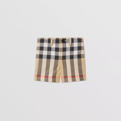 男婴米色格子短裤