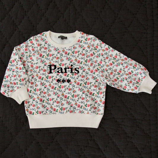 女童象牙白碎花棉卫衣