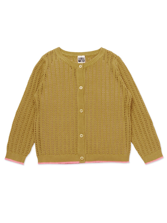 Girls Olive Cotton Cardigan