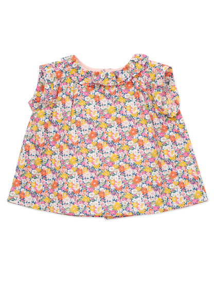 女婴粉色花朵棉上衣