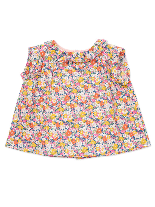 女婴粉色花朵棉上衣