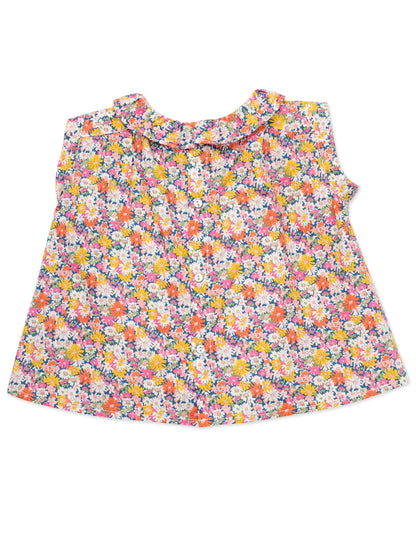 女婴粉色花朵棉上衣