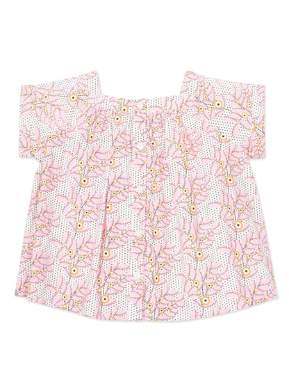 Girls Pink Printing Cotton Top