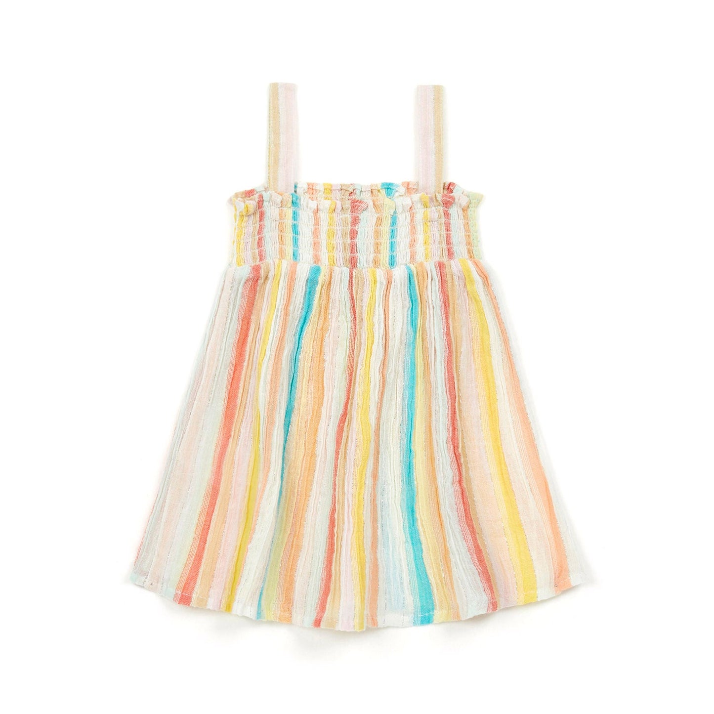 女婴彩色条纹棉连衣裙