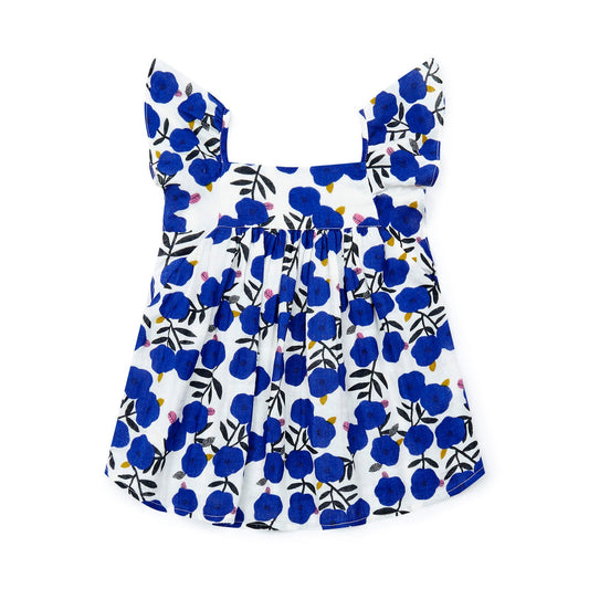 女童蓝色印花棉上衣