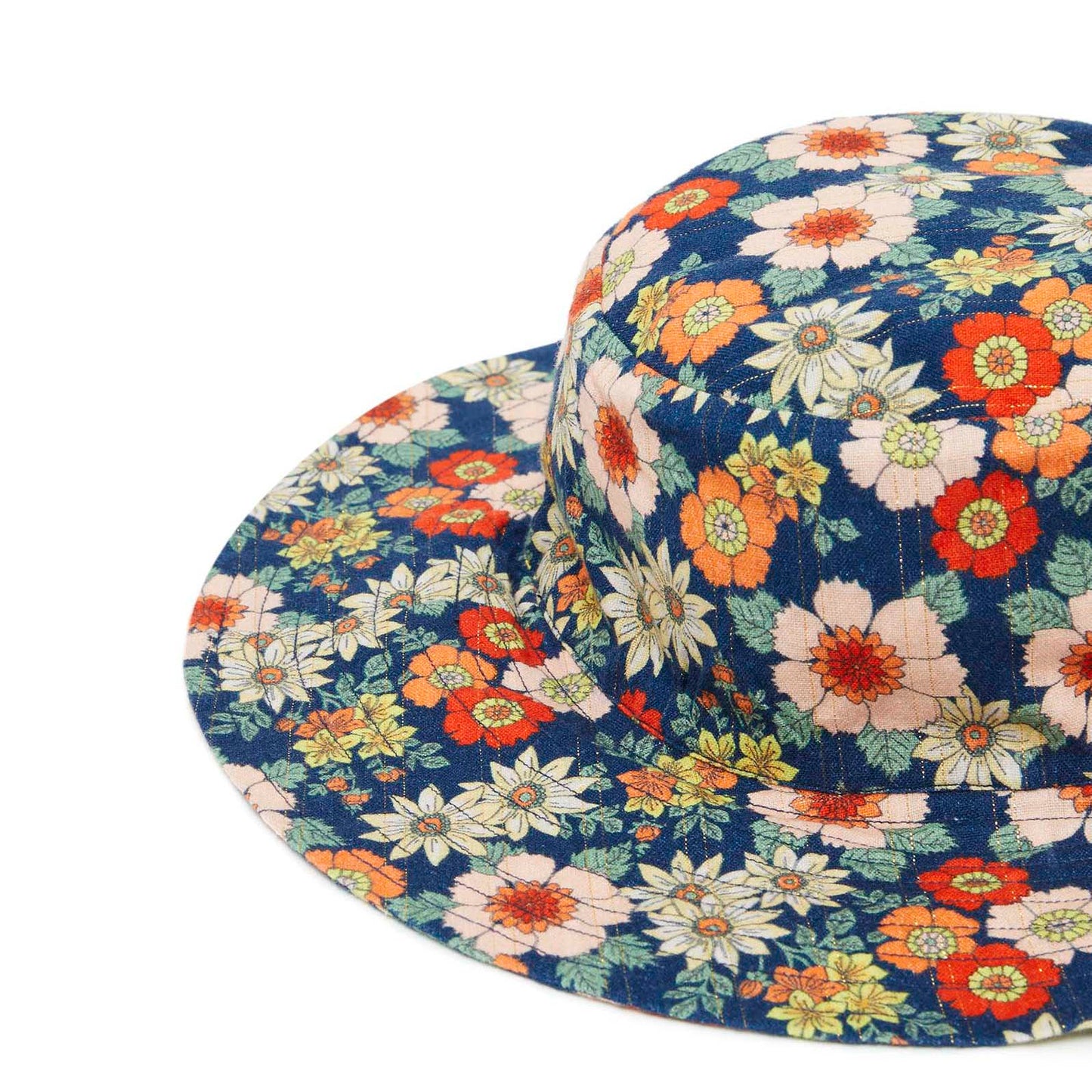 女童蓝色碎花帽子